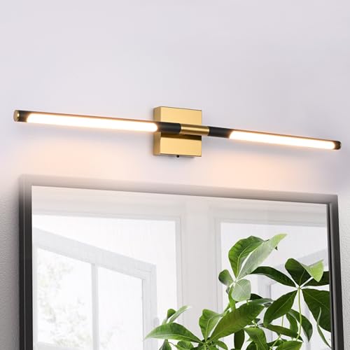 Image of TODOLUZ 36-Inch 5CCT 20W LED Bathroom Vanity Light Fixture, 2700K-5500K Wall Sconce Lighting with Rotatable Lamp Tube, Black & Brushed Brass