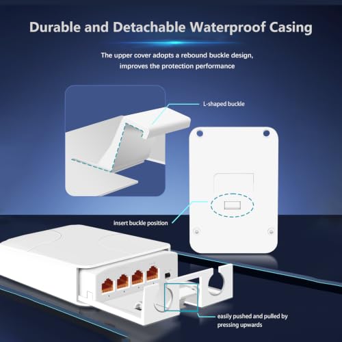 Image of 4 Port Outdoor 2.5Gbps PoE Extender 1 in 3 Out-IEEE 802.3af /at, 90W in 30W Out Waterproof PoE Repeater with 100 /1000 /2500Mbps, Vlan, PD Auto-Detection, Extend to 100m, Wall Mount Plug & Play