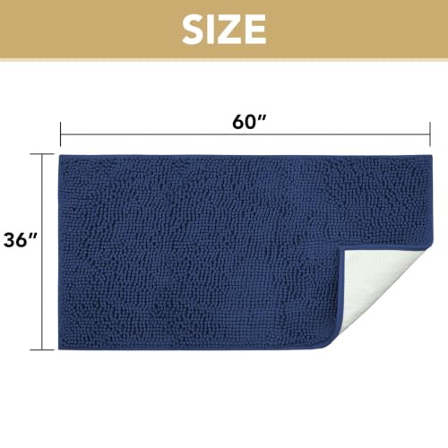 Image of H.VERSAILTEX Dog Door Mat Absorbent Dirt Trapper Non Slip Quick Dry Washable Chenille Pet Bed Mat for Mud Dogs Indoor and Outdoor((Navy, 36 inch x 60 inch)