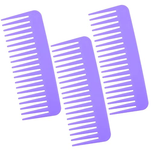Wide Tooth Comb Detangling Combs: 3Pcs Wide Tooth Comb for Curly Hair,Plastic No Handle Wide Tooth Comb ,Wide Tooth Comb for Wet /Black/Thick/Fine Hair,Combs for Women,Shower Detangling Comb(Purple)