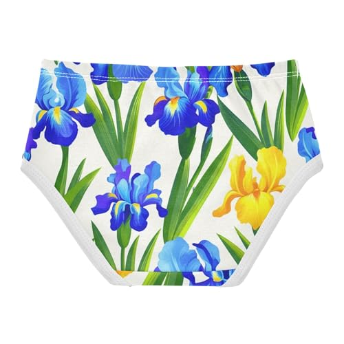 Blue Yellow Irises Green Leaves Panties Little Girl Girls Underwear Toddlers Cotton Flower Kids Undies Briefs 2t2