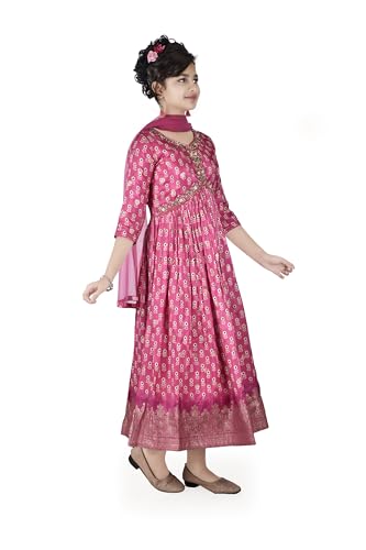 Kids Wear Girls Jacquced Silk Fabric Print Embroidery Work Partywear 2112