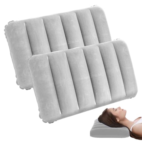 Lot de 2 Oreiller Gonflable pour la Plage, Les Voyages et Le Camping, Petit Coussin d'extérieur en Velours Doux, 30 x 47 cm