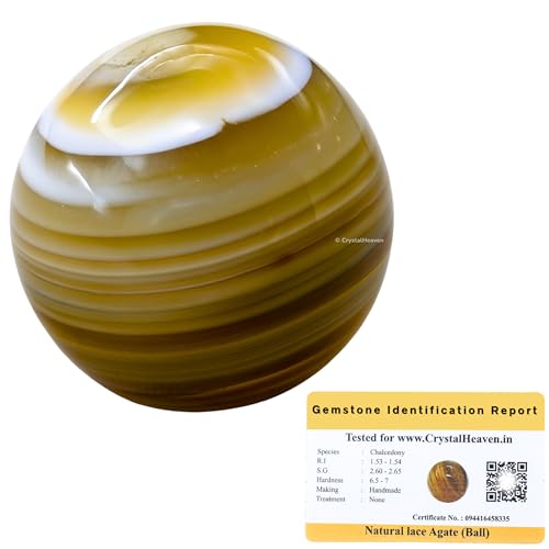 Image of Certified Lace Agate Crystal Ball for Meditation - Premium Crystal Vastu Items for Home and Feng Shui Items for Good Luck - Ideal for Pooja Supplies and Spiritual Practices (1 Inch)