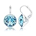 MYJS Bella Drop Earrings Rhodium Plated with Aquamarine Swarovski Crystals Exclusive Limited Edition