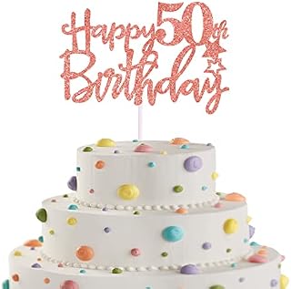 Happy 80th Birthday Cake Topper in Glitter Card,Happy Birthday Cupcake Toppers Rose Gold 80th Birthday Party Decor,Glitter Cake Decoration for Birthday Anniversary Party Decorations(80th, Rose Gold)