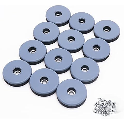 GINOYA Teflon Furniture Sliders, 12pcs 38mm Furniture Glides with Screws for Easy Moving on Carpet Hardwood Tile (Grayish Blue) Cover
