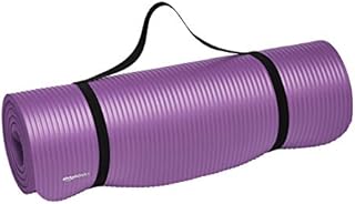 Amazon Basics Extra Thick Exercise Yoga Gym Floor Mat with Carrying Strap - 74 x 24 x .5 Inches, Purple