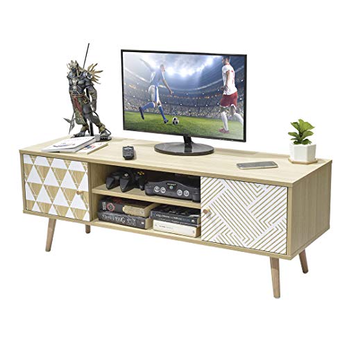 Consejos para Comprar Mueble Centro de Entretenimiento los preferidos por los clientes. 44 TOPLIVING Centro de Entretenimiento para Tele Mesa Tipo Consola para TV Estilo Vintage con Cajones (Cafe)