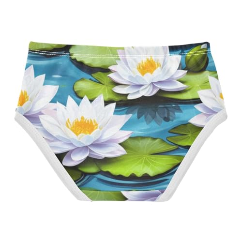 Toddler Underwear Custom 2t Cotton Panties Little Girl Colorful Underpants Briefs Elegant White Lotus Flowers2
