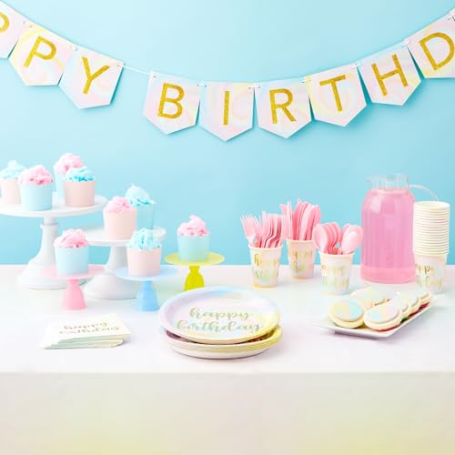 Image of BLUE PANDA 3-Pack Tie Dye Tablecloths - 108 inch x 54 inch Rectangular Pastel Rainbow Plastic Covers - Disposable & Reusable Party Tablecloths with Pastel Tie Dye Decor