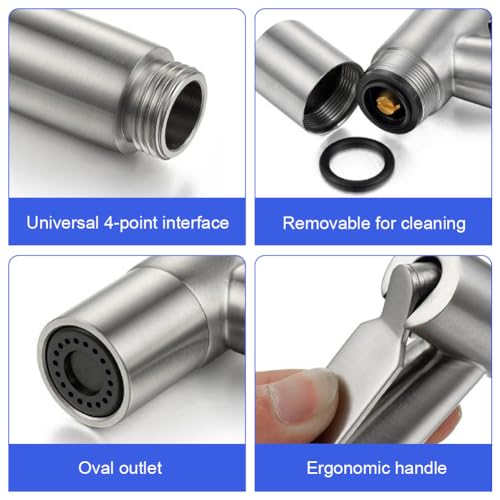 2 Pack Bidet Hand Shower, Bathroom Sink Hand Shower, Handheld Bidet Sprayer for Bathroom and Kitchen, Silver - Image 2