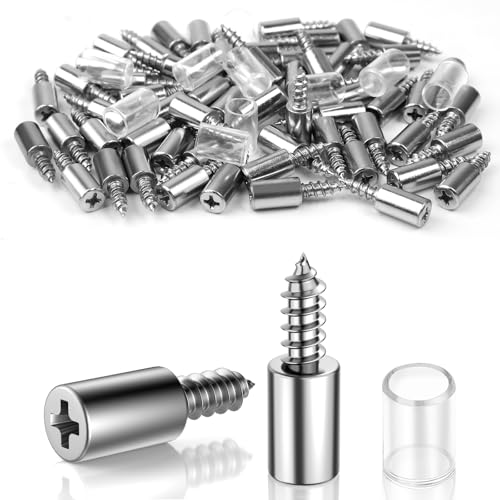 GGXZHT Shelf Support Pegs 60pcs, Shelf Pins with Rubber Protective Sleeve Self, 7mm Metal Shelf Supports Tapping Screws for Kitchen Cupboards Furniture.