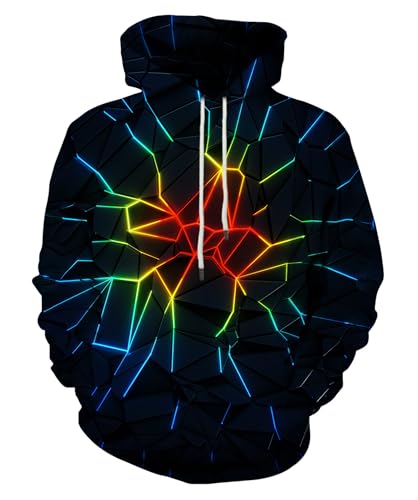 Neemanndy Unisex Colorful Graphic Hoodies 3D Print Cool Sweatshirt Cool Design with Pocket for Men and Women