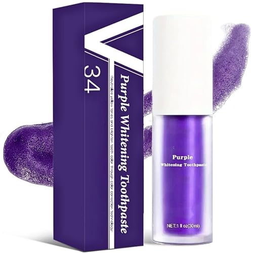 V34 Purple Teeth Whitening Toothpaste,Purple Tooth-Whitening,Colour Corrector Toothpaste for Teeth Stain Removal,Gentle Stain Remove Tooth Whiten Booster for a Natural White Smile
