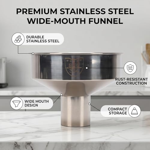 Embudo de acero inoxidable ASHATA de 5cm para traspasar líquidos sin manchas ni derrames 4