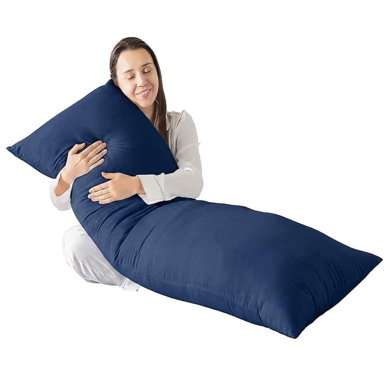 Adam Home Bolster Pillow with Navy Blue Case (Double 4FT 6 Inch) Non-Allergenic Orthopedic Long Pillow for Side Sleeper, Back, Neck, Pregnancy, Maternity Support, Full Body Pillow โ image 1