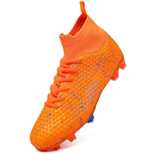 Image of Men's Soccer Shoes High-Top Soccer Cleats Outdoor Breathable Athletic Professional Spikes Youth Boys Football Shoes Unisex