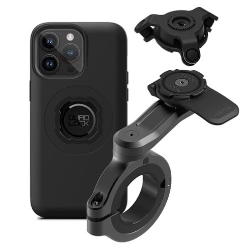 Image of Quad Lock Motorcycle Handlebar Phone Mount PRO - Large with Vibration Dampener and MAG Phone Case for iPhone 14 Pro Max