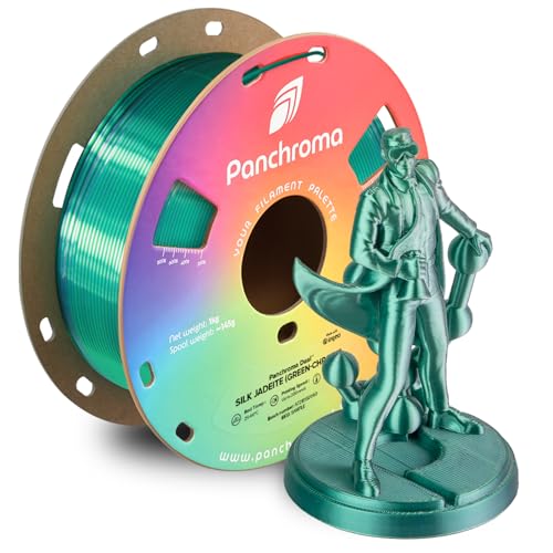 Image of Polymaker Panchroma Dual Silk PLA 3D Printing Filament, 1.75mm 1kg, Silk Jadeite (Green-Chrome), New and Improved Formula, Better Strength, Printing Speed & Clog-Free, Works in Most FDM 3D Printers