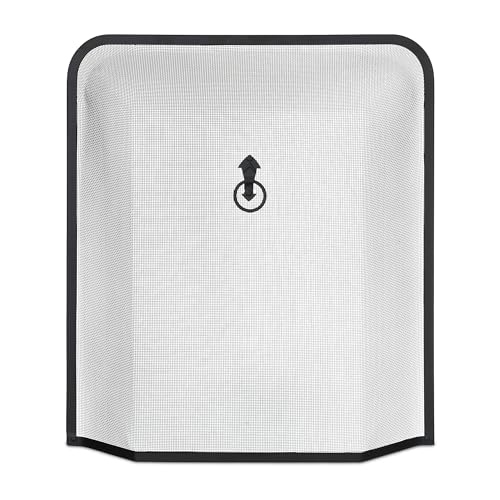 Relaxdays Funkenschutzgitter, Kaminschirm gegen Funkenflug, Funkenschutz Kamin & Ofen, HxB: 61x54 cm, Metall, schwarz