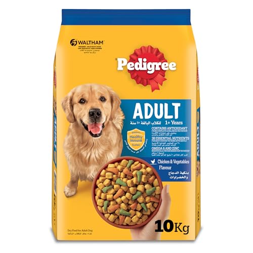Pedigree Dog Food Chicken & Vegetables Flavour Dog Food Dry 10Kg Complete & Balanced Dog Dry Food For Adult Dogs
