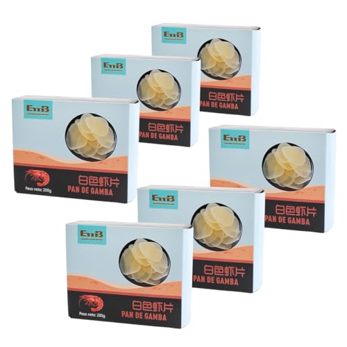 YIJIA | Autentico Pan de Gambas Chino Clasico - Pack Ahorro 6 x 200 Grs (Total 1200g) · Obleas de Galletas de Gambas para freír