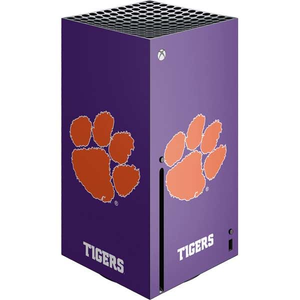 Skinit Decal Gaming Skin Compatible with Xbox Series X Console - Officially Licensed Clemson University Tiger Print Purple Design