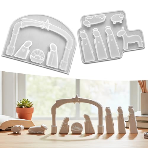 Krippenfiguren Gips 19 Silikon Gießform Krippe,silikonform weihnachten, 2 Stück...