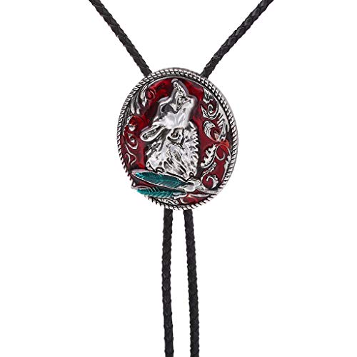 Image of HUABOLA CALYN Native American Bolo tie Rodeo Cowboy Leather Necktie Western Bolo ties for Men Women Necktie for Concert Fans