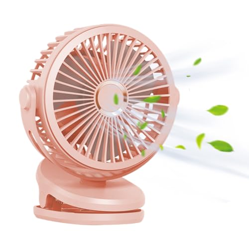 Liqzirtu Ventilador portátil con clip - Ventilador portátil con clip - en el recargable, Refrigerador silencioso, giratorio ajustable a 720 grados, 4 velocidades para dormitorio