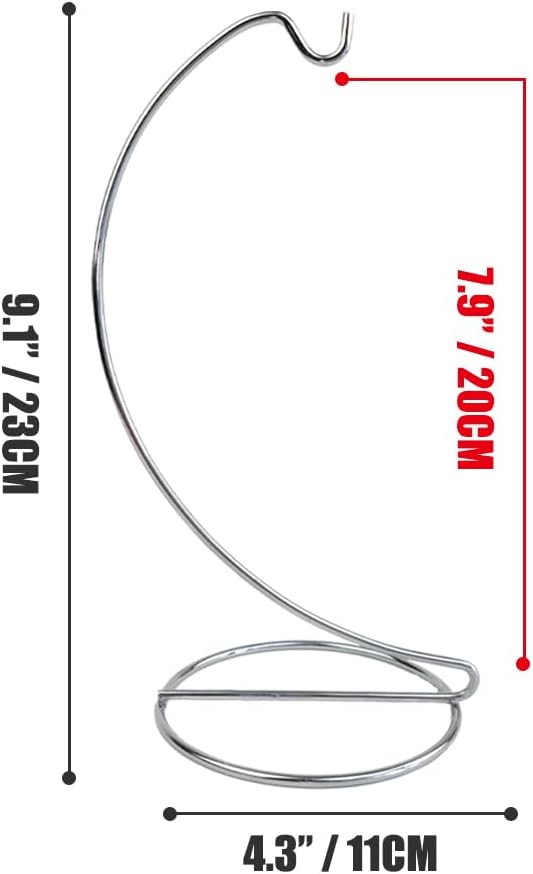 9 Inch Silver Ornament Display Stand, Metal Ornament Hanger Stand for Hanging Glass Globe, Air Plant Terrarium, Witch Ball, Christmas Ornament and Home Wedding Decoration (1, 9x4 Silver) image 2