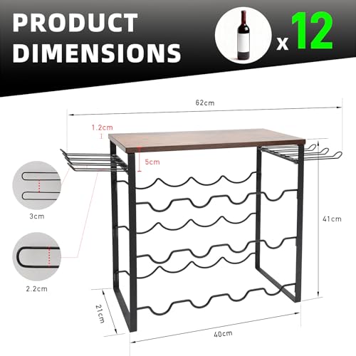 50% Off Black 3-Tier Wavy Wine Rack for 12 Bottles