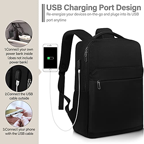 SONAMBULO Laptop Rucksack 15,6 Zoll, Business Notebook Tasche für Unisex mit USB-Anschluss und wasserabweisend, ideal für Arbeit, Reise, Schule, Universität (Schwarz)
