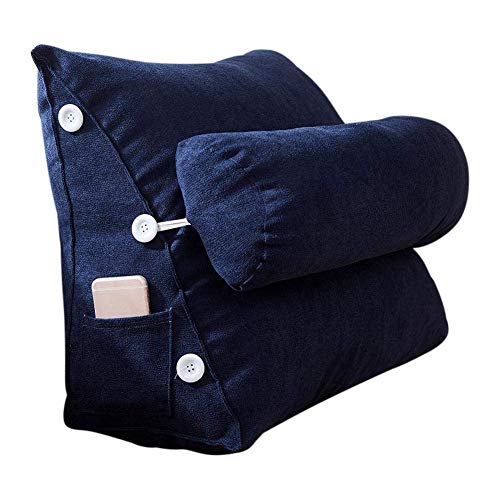 mongrep - Cuscino Triangolare per Supporto Lombare, in Memory Foam, ergonomico, con Cerniera, Rimovibile, Lavabile, per Lettura, Divano, Letto, Ufficio, Sedia da Viaggio (45 x 25 x 50 cm) Blue