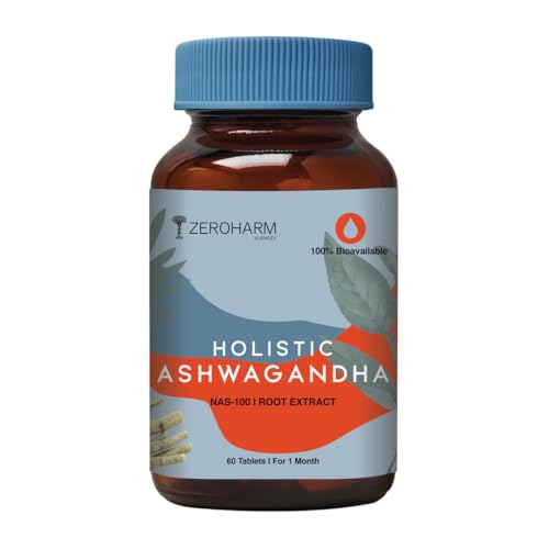 Image of ZEROHARM Nano Ashwagandha Supplement with 10% Withanolides 600mg Per Serving | Ashwagandha Root + Pectin | Natural Adaptogen for Stress Balance, Energy, Focus & Performance | 60 Tablets