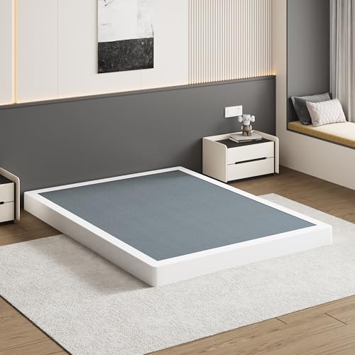 UOMEUR 2 Inch Low Profile Box Spring Queen 3200 lbs Heavy Duty Metal Mattress Foundation Support Noise-Free Non-Slip Easy Assembly Cleanable Fabric Cover