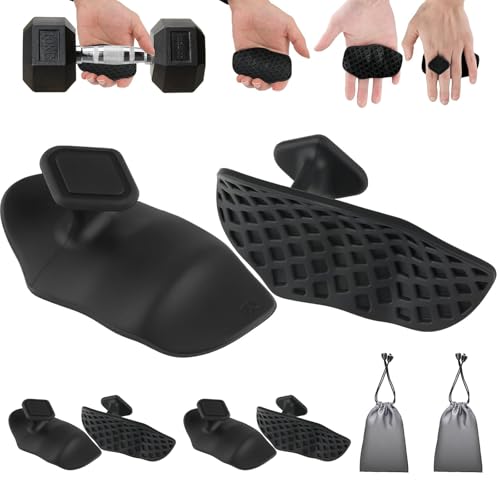 4-PCS Rypt Grip for Weight Lifting Deadlift Rows-Rubber Anti-Slip Ergonomic Lifting Gloves for Men and Women Training Palm Protectors for Gym Intensive Training and Exercise (Black Large)