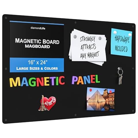 Diamond Life Magnetic Board - Memo & Vision Board for Home, Office, and Classroom - Magnet Board for Kids - Pre-drilled Mounting Screws Included (Black 16"x24") Cover