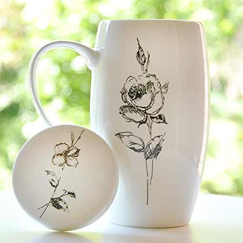 Tazza Boutique Hotel Lussuoso Coffee Shop 9 Colori Opzionale 700 ML Tazza ad Alta capacità con Coperchio Bone Semplice Porcellana Bicchiere Tazza da Ufficio Tazza da Donna in Ceramica F 700 ml