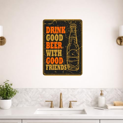 Image of Zesta Bathroom Decor Items Washroom Decor Tin Sign | Aesthetic Posters Wall Poster for Bedroom | Magnetic Cafe Decoration Items / Restaurant Decorations Items | Quirky Home Decor Bar Accent (Drink Good)