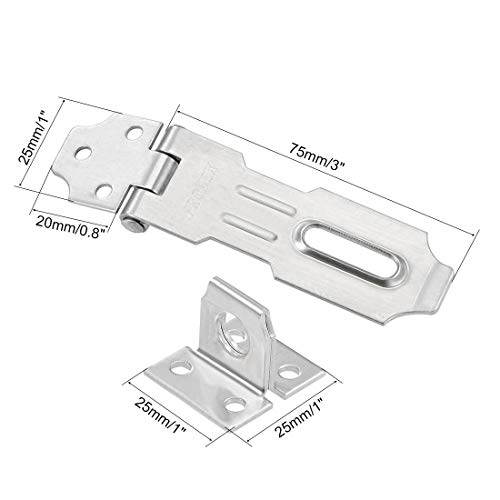 Image of uxcell Padlock Hasp Door Clasp Hasp Latch Safety Bolt Lock Latch Stainless Steel
