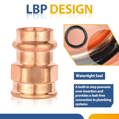 Adaptador de prensa de cobre GUOFIS de 1/2 con rosca hembra para reparar fugas de agua 6