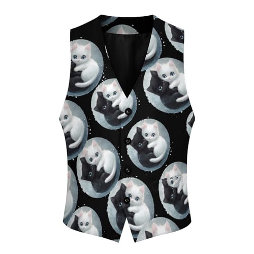 Cats Yinang Men's Suit Vests Dress Vest V-Neck Waistcoat Slim Business Formal with Pocket4