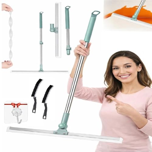 Image of Fidrox Heavy Duty Magic Broom Silicon Floor Wiper Combo with || Free Wall Hooks & Gap Cleaning Brush || 180 Degree Cleaning Squeegee for Bathroom and Kitchen, Stainless Extendable Handle