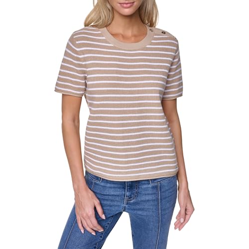 Image of Nautica Women's Crew Neck Solid Short Sleeve Sweater