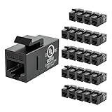 VCE CAT6 RJ45 Keystone Jack Inline Coupler-Black 25-Pack UL Listed