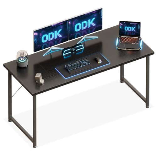 ODK Schreibtisch, 140×50cm Computertisch Bürotisch für Arbeitszimmer, Schlafzimmer, Wohnzimmer,Büro, Schreibtisch Modern Holz PC Tisch Officetisch für Home, Office, Schwarz