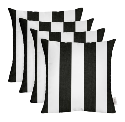 RSH DECOR: Sunbrella Square Throw Pillows Set of 4 | 20″ x 20″ | Water and Fade-Resistant Performance Fabric | Outdoor Pillow Covers with Down-Alternative Inserts | Cabana Classic