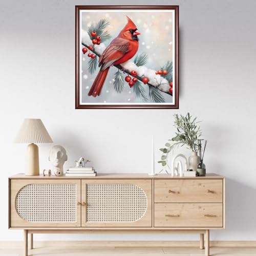 Image of Findvoor Stamped Cross Stitch Kits for Beginner Embroidery Kits for Beginners Adults DIY 11CT Cross Stitch Patterns Needlepoint Kits Crossstitching Kits-Birds on Tree, Snow Scenery 18x18 inch